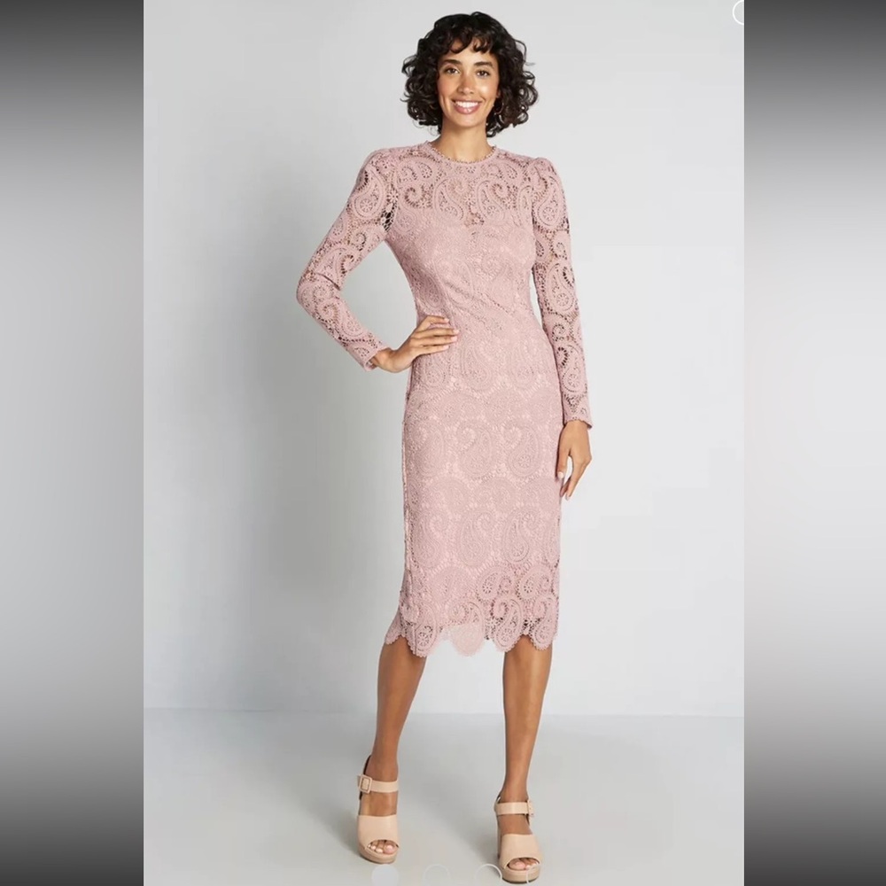 NWT Little Mistress blush lace dress